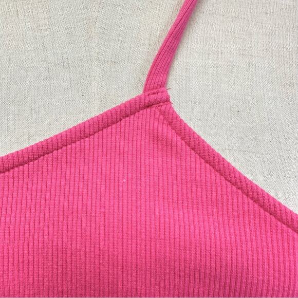 Anthropologie Asymmetrical One Strap Ribbed Tank Top Size Small Barbiecore - Picture 9 of 13